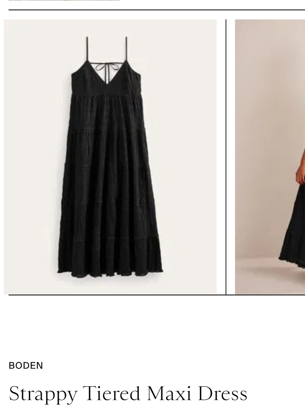 Boden Black V-Neck Tiered Maxi Dress  100% Cotton- Women - Picture 2 of 5